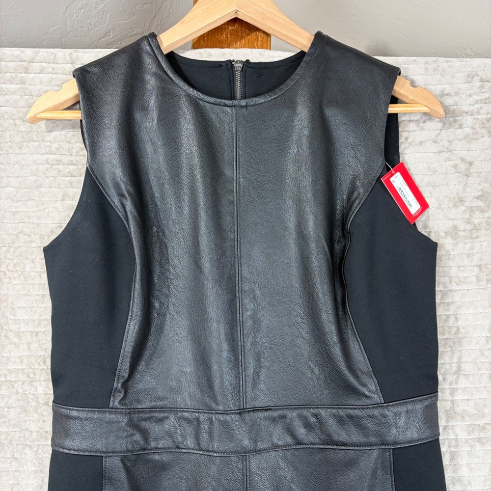 Spanx Luxe Black Leather-Like Combo Front Sheath Dress 20393R Medium NWT - Picture 11 of 12